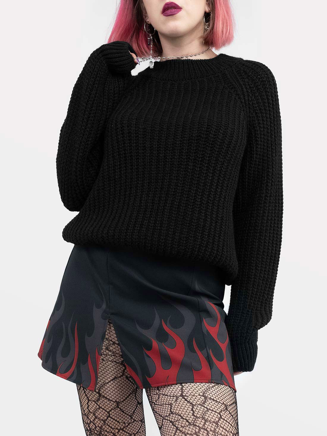 Coven Flames Slit Mini Skirt