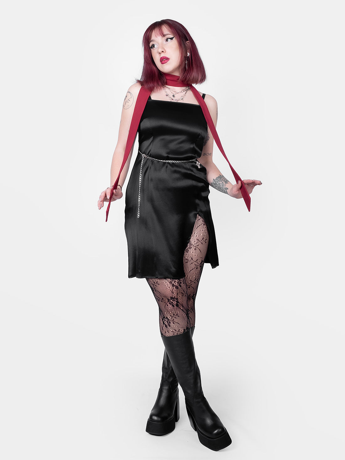 Heroine Satin Slit Dress