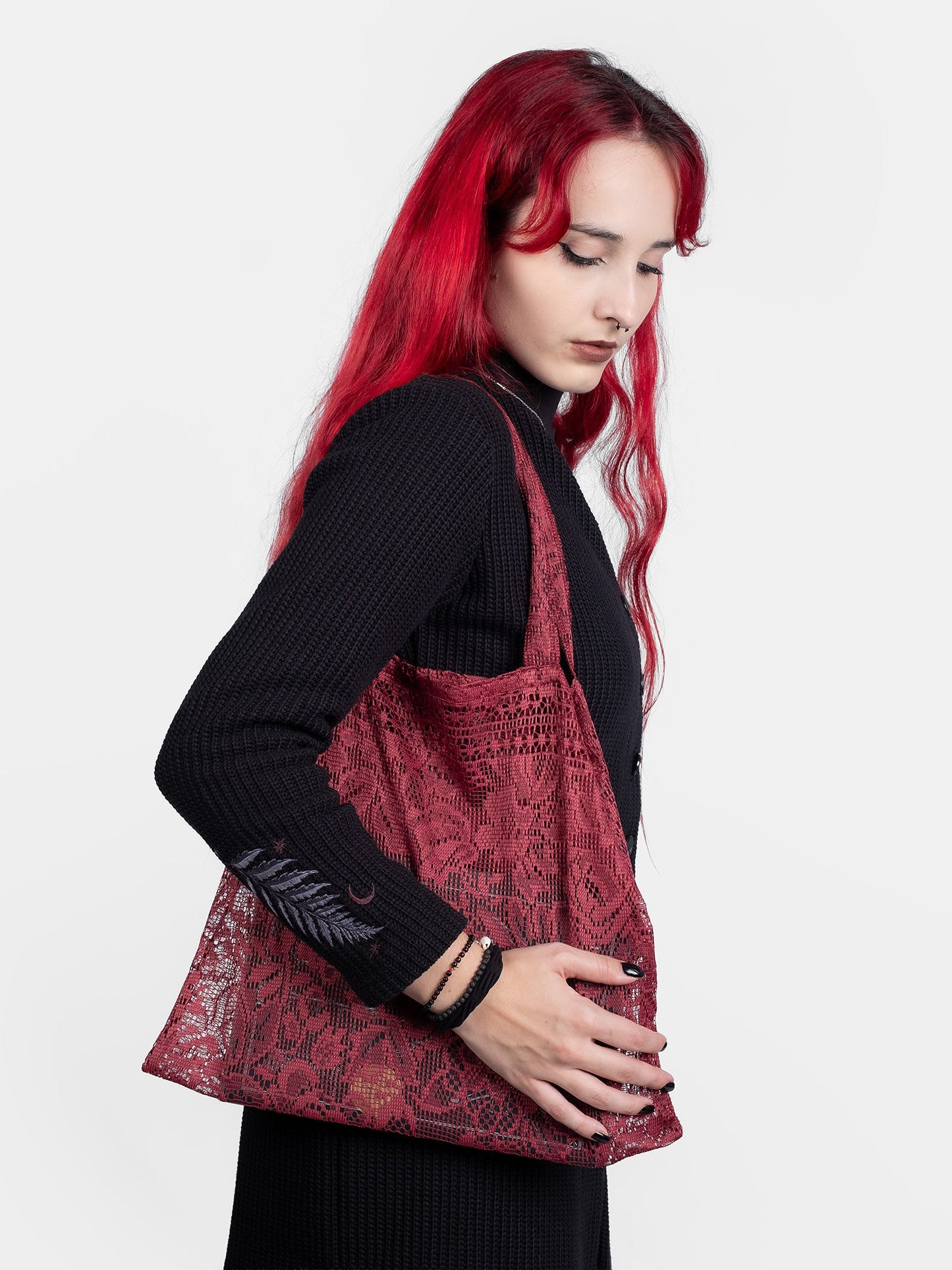 Burgundy Lace Zero Waste Tote Bag