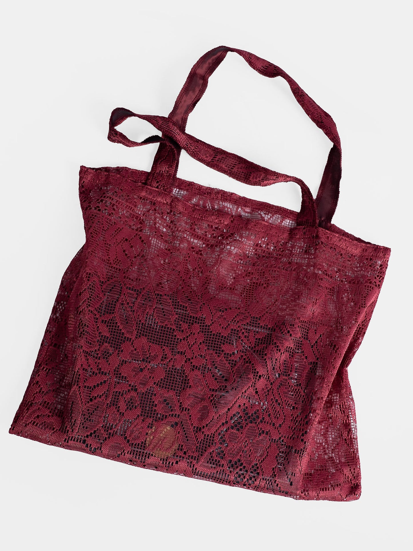 Burgundy Lace Zero Waste Tote Bag
