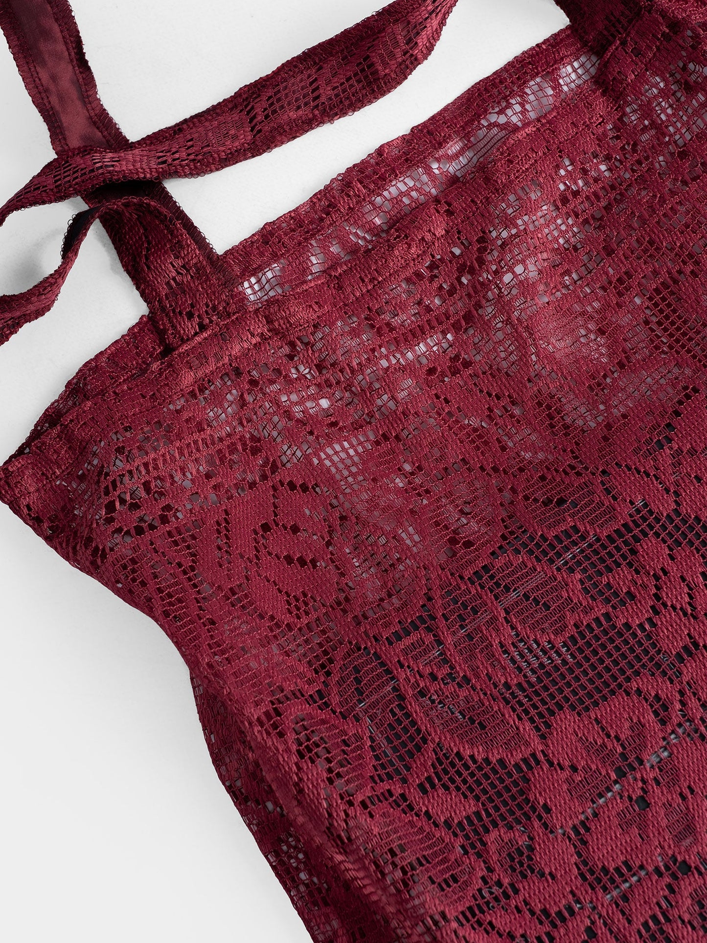 Burgundy Lace Zero Waste Tote Bag