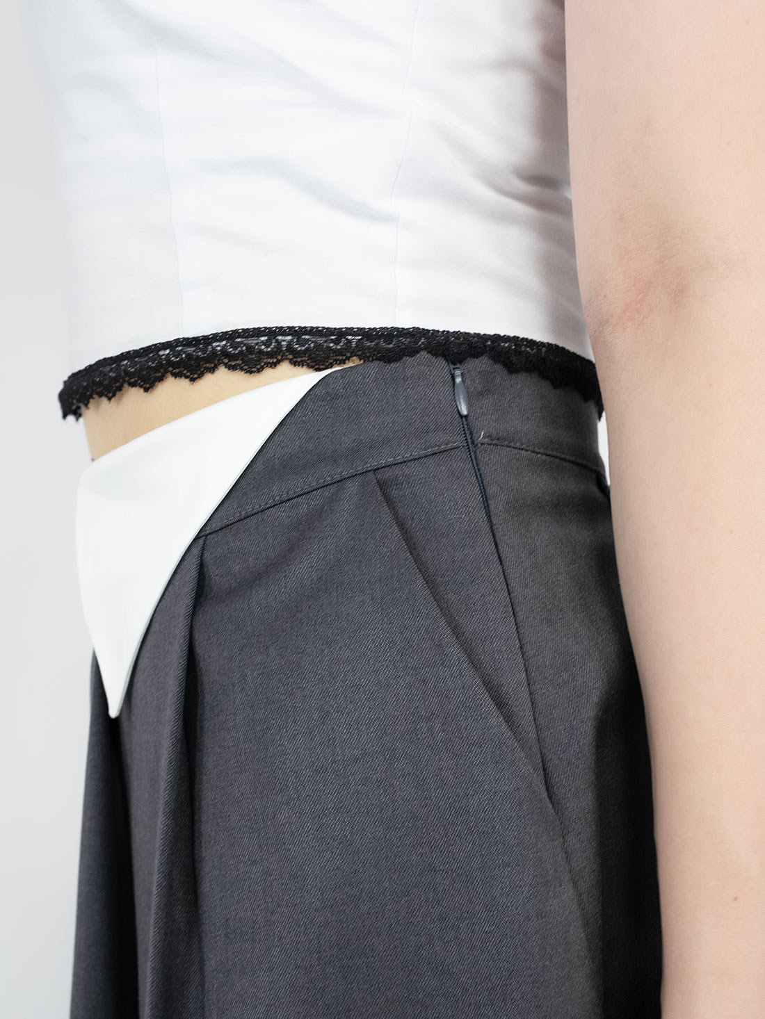 Ether Grey Pleated Mini Skirt