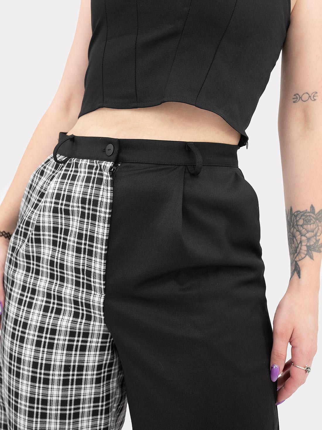 Dogma Straight Leg Contrast Plaid Trousers
