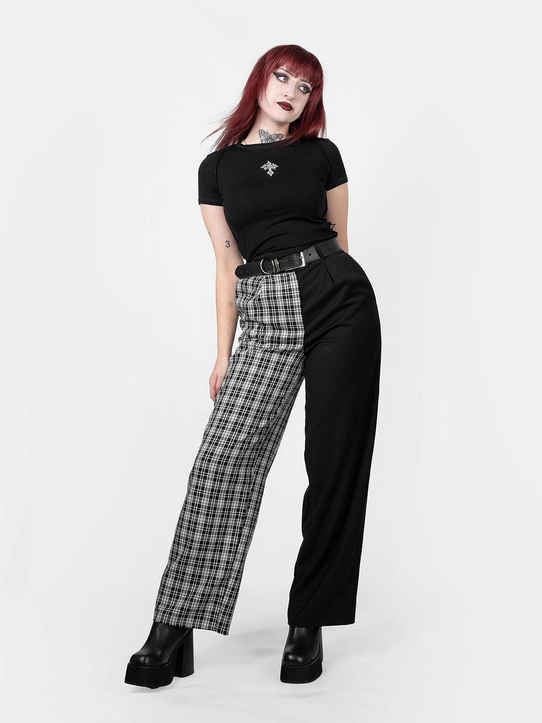 Dogma Straight Leg Contrast Plaid Trousers