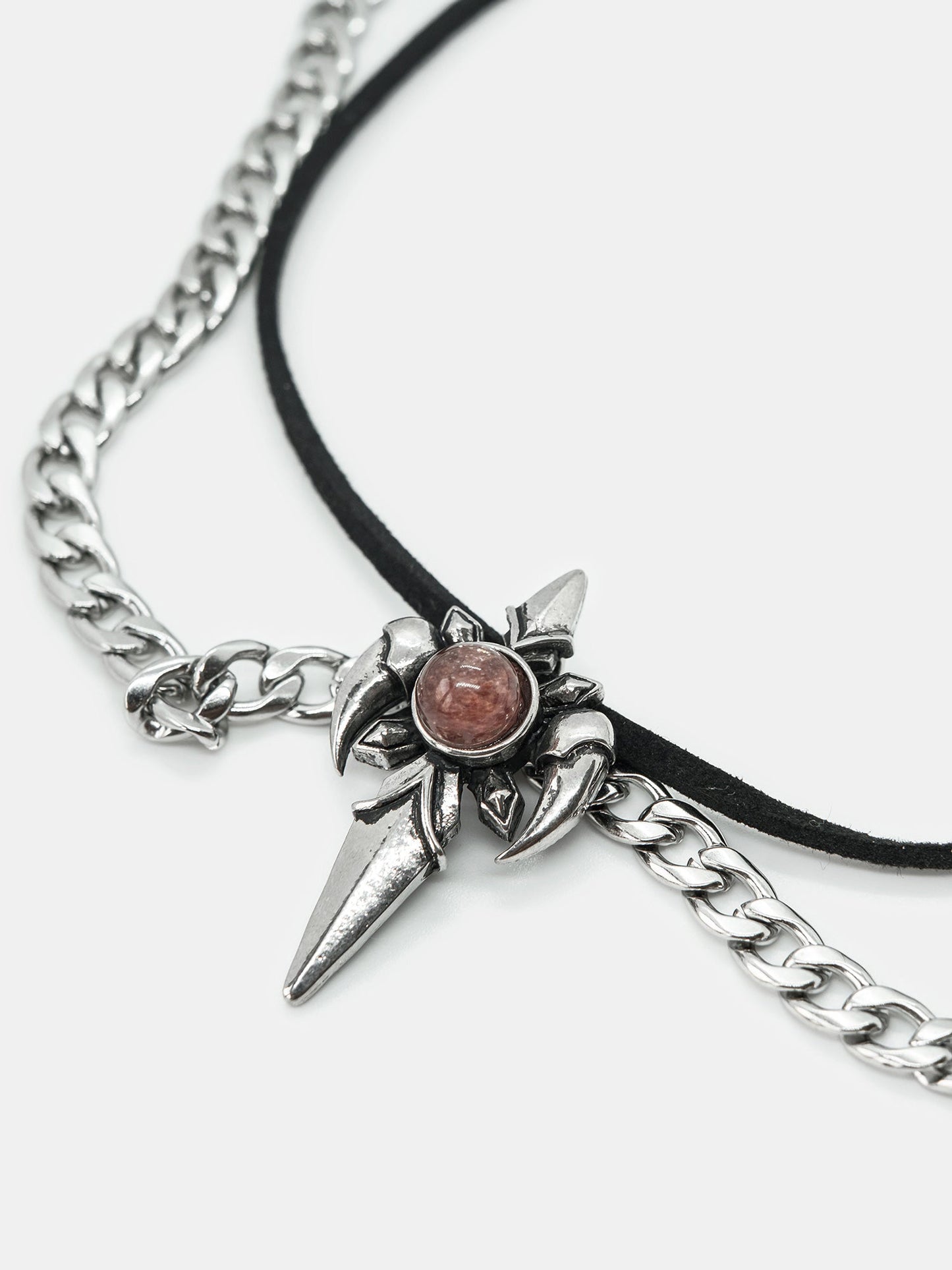 Choker z łańcuchem i kwarcem Lithium