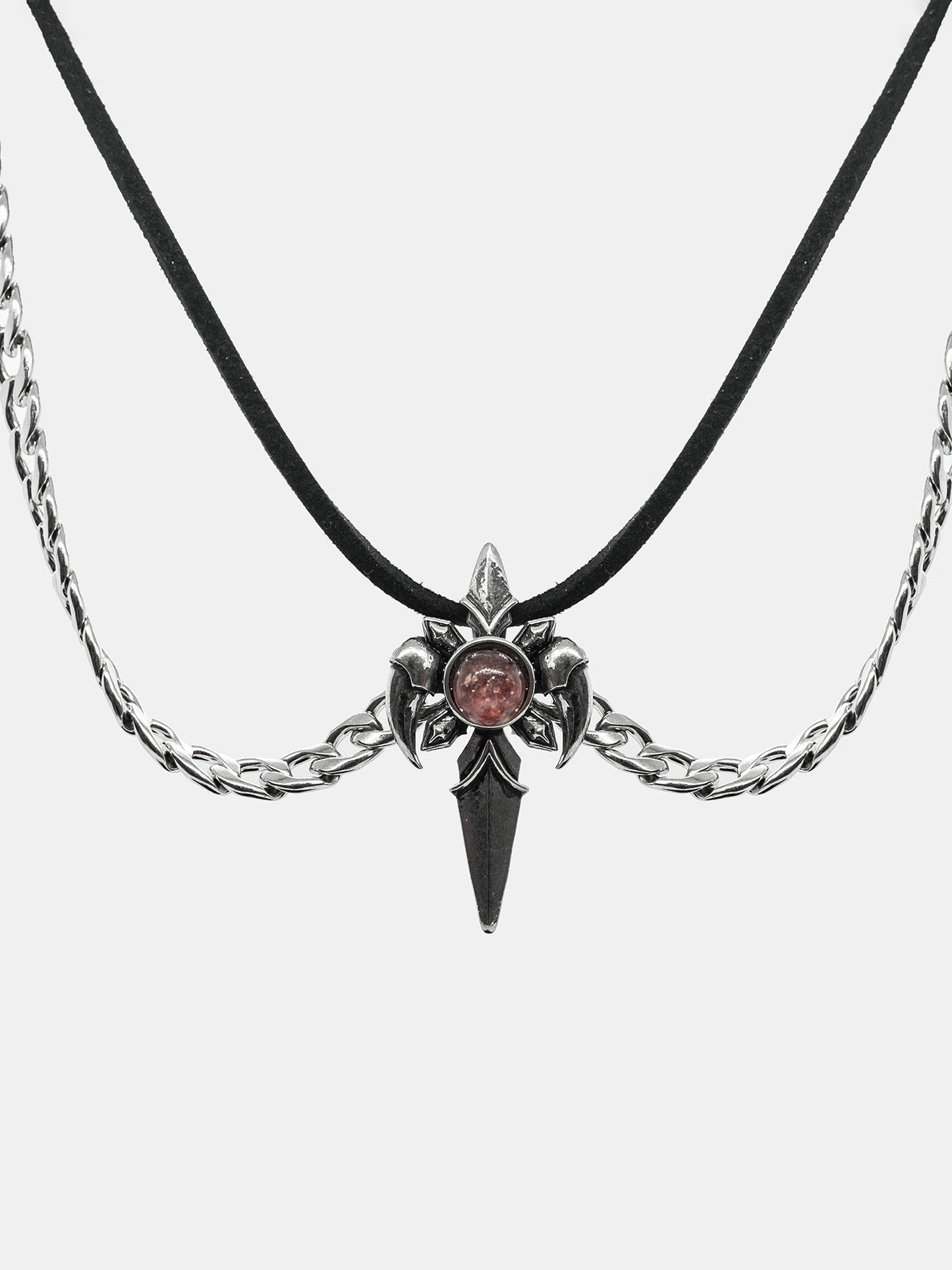 Choker z łańcuchem i kwarcem Lithium