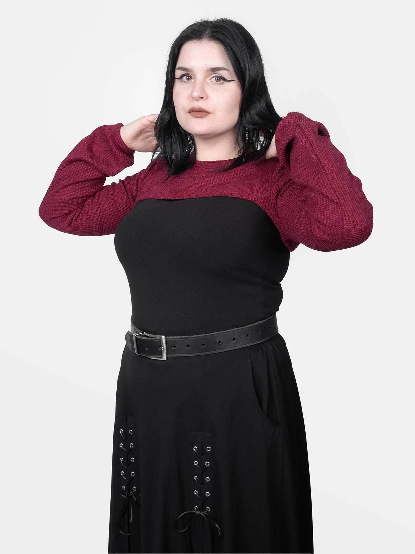 Ingrid Burgundy Knitted Shrug