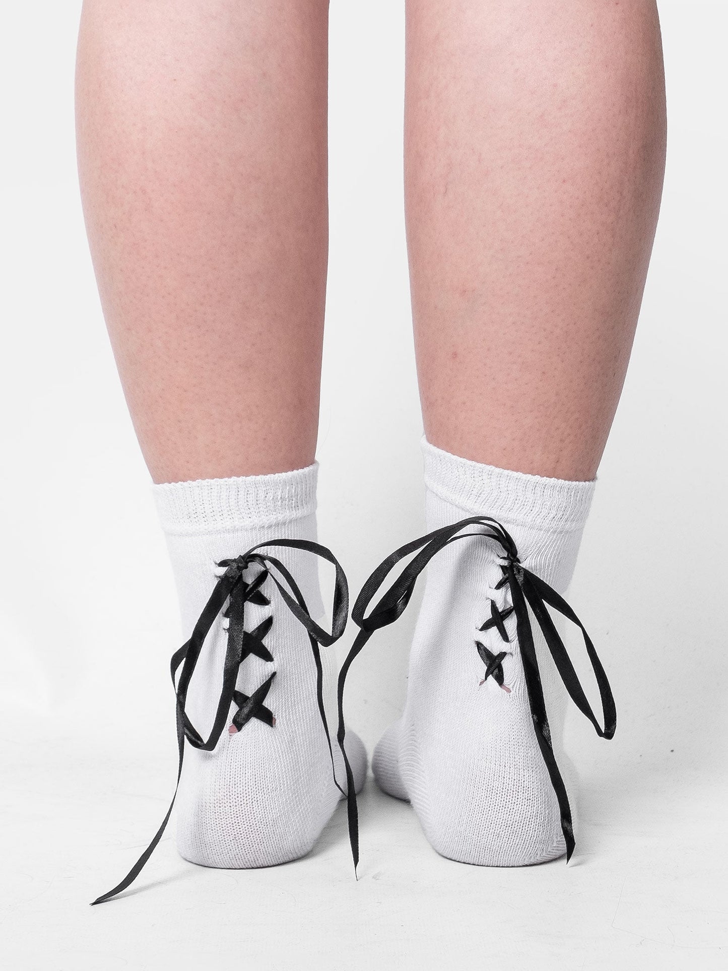 White Socks With Lacing