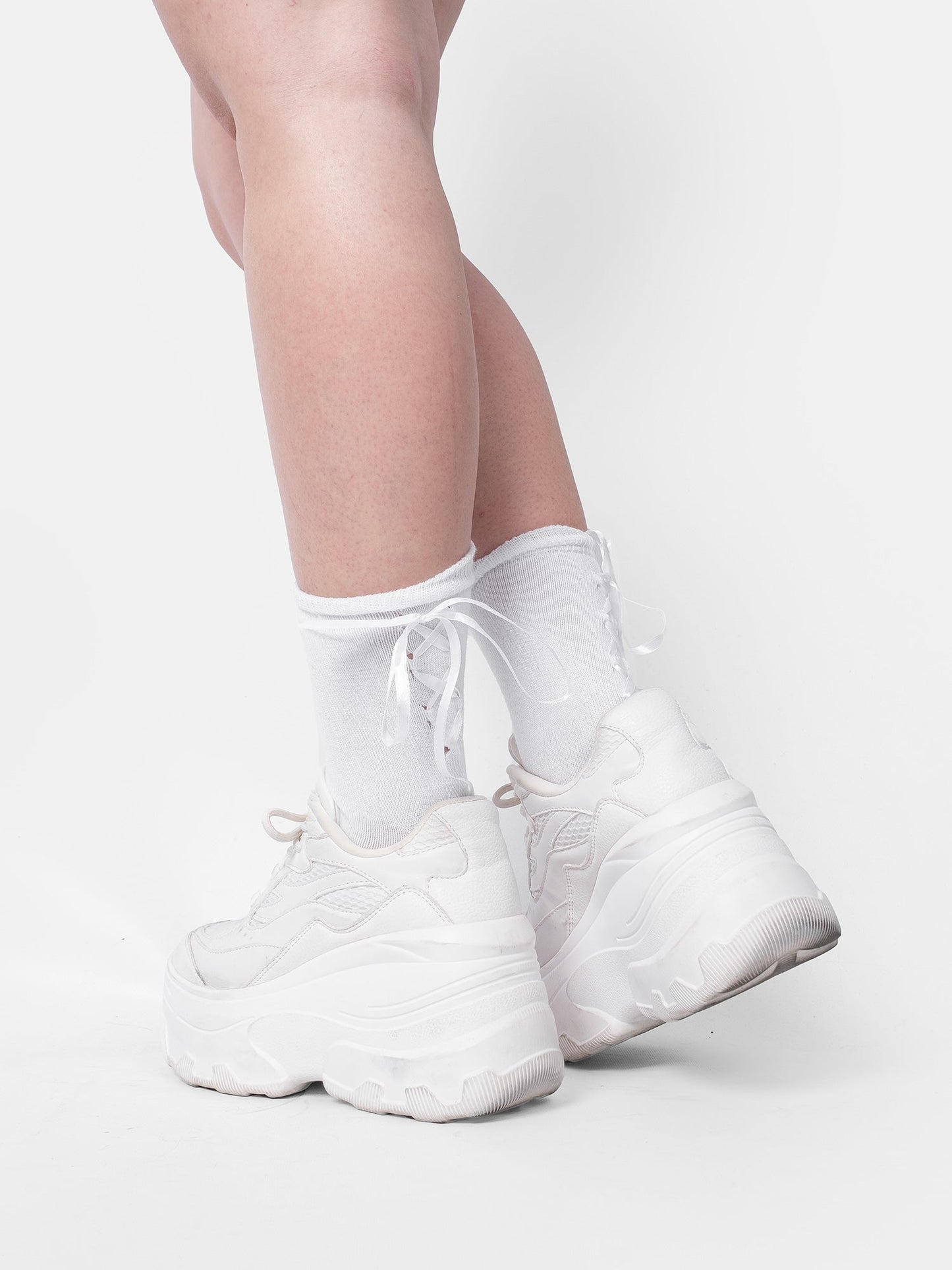 White Socks With Lacing