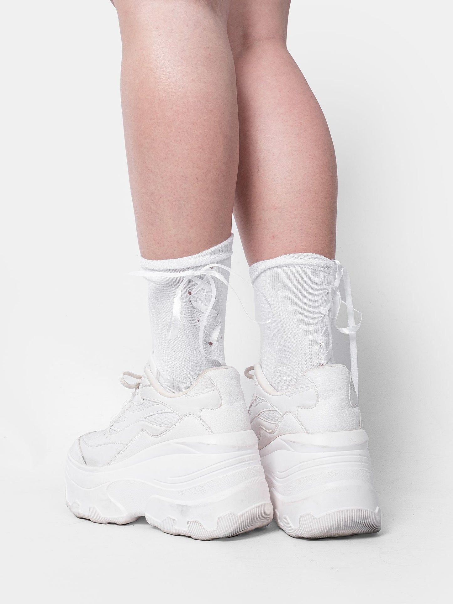 White Socks With Lacing