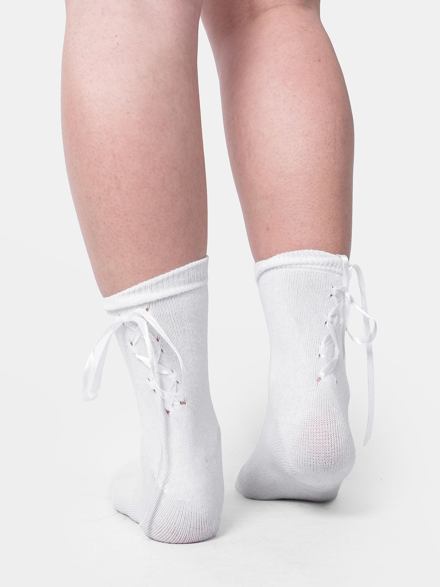 White Socks With Lacing