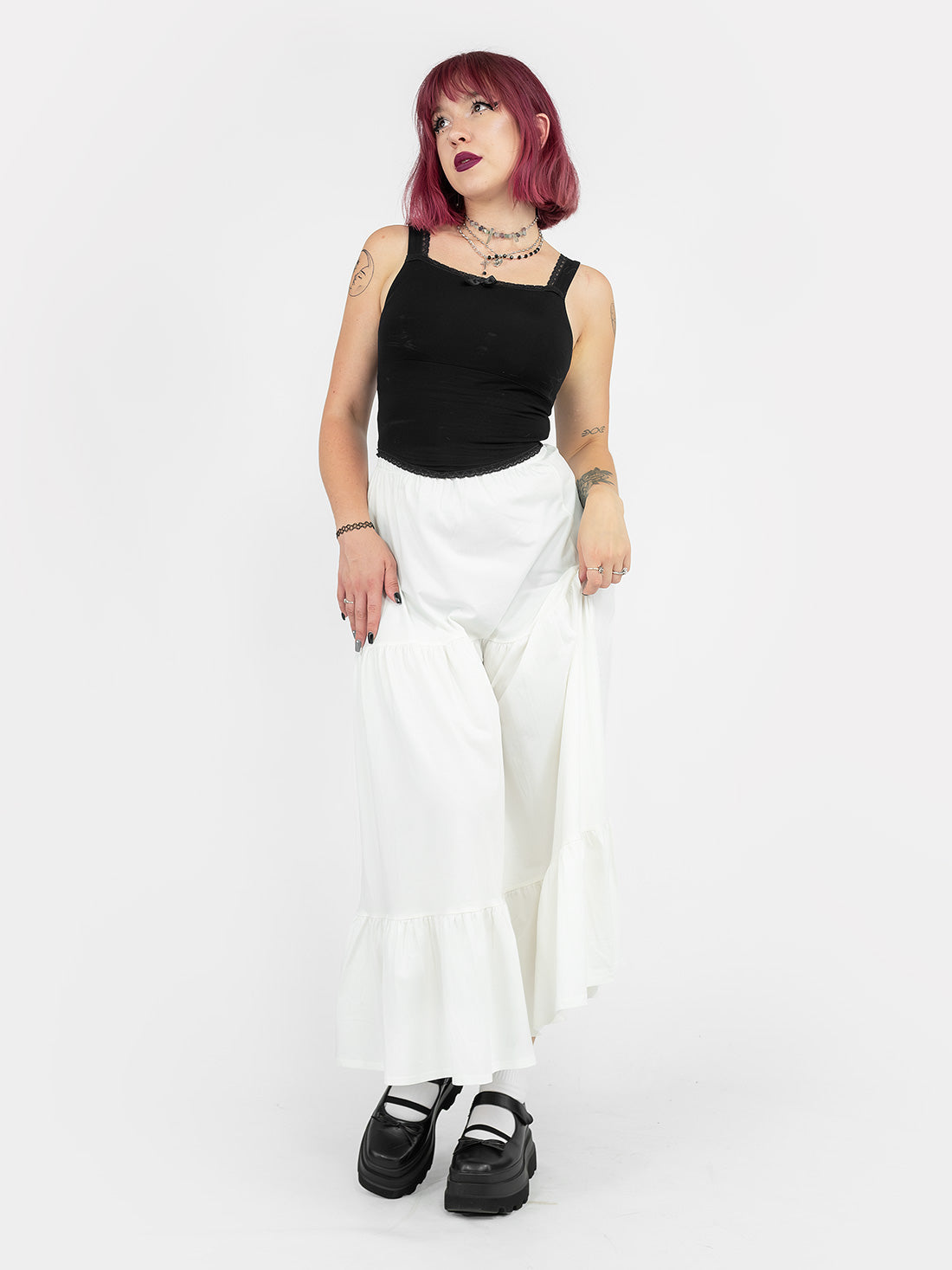 Ecru Oblivion Ruffled Maxi Skirt