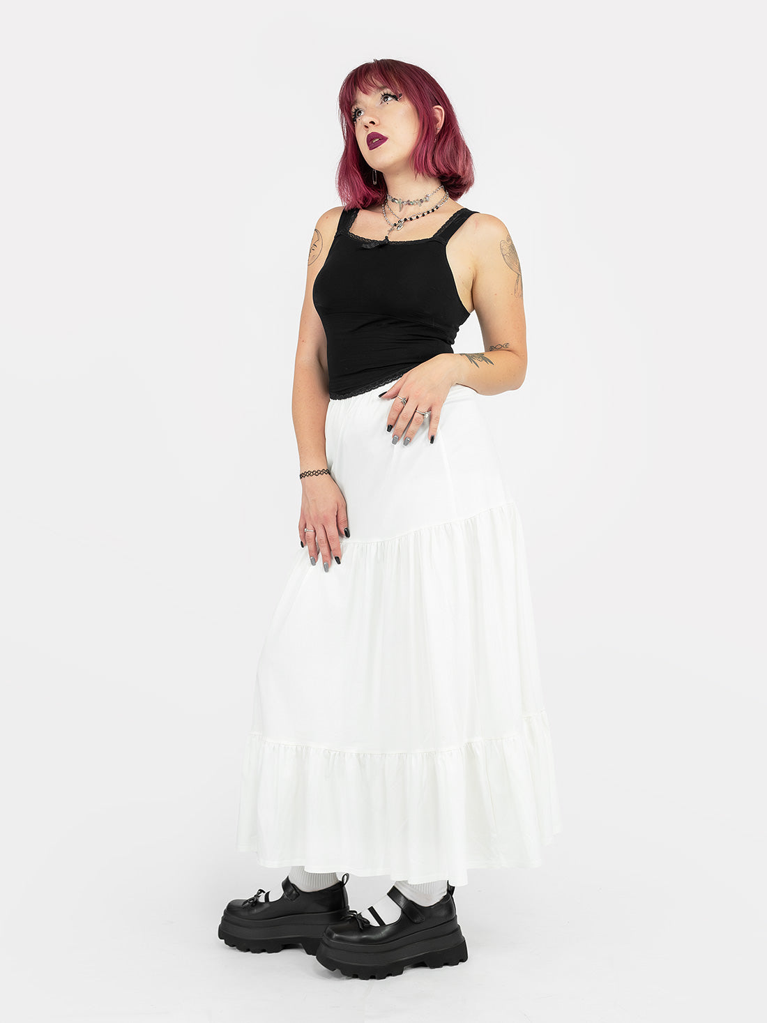 Ecru Oblivion Ruffled Maxi Skirt