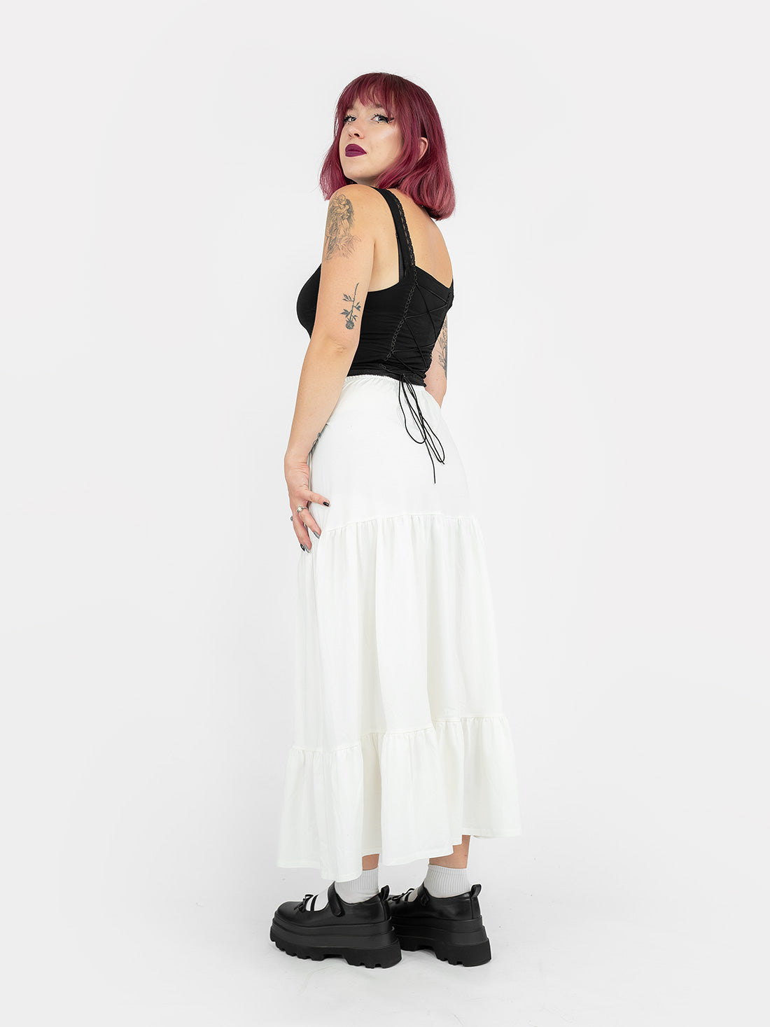 Ecru Oblivion Ruffled Maxi Skirt