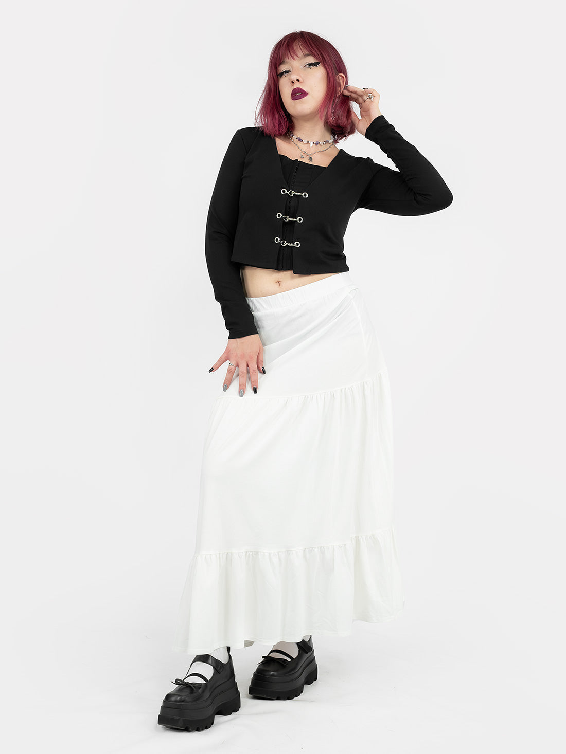 Ecru Oblivion Ruffled Maxi Skirt