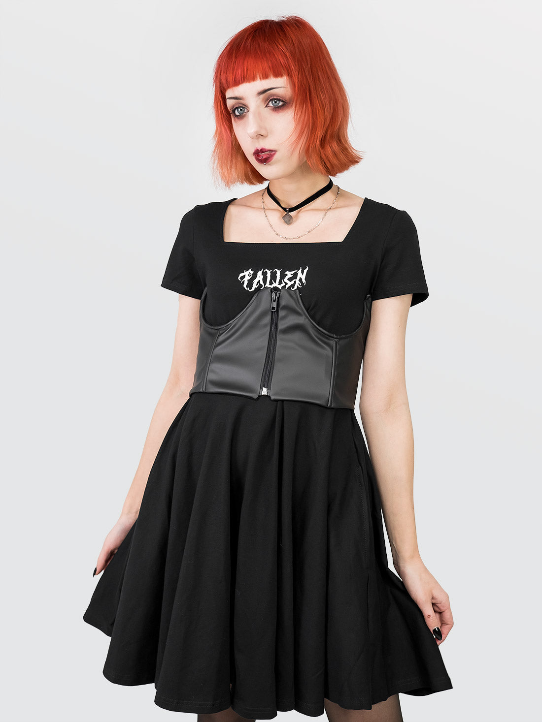 Curse Leather Zip Up Corset Belt