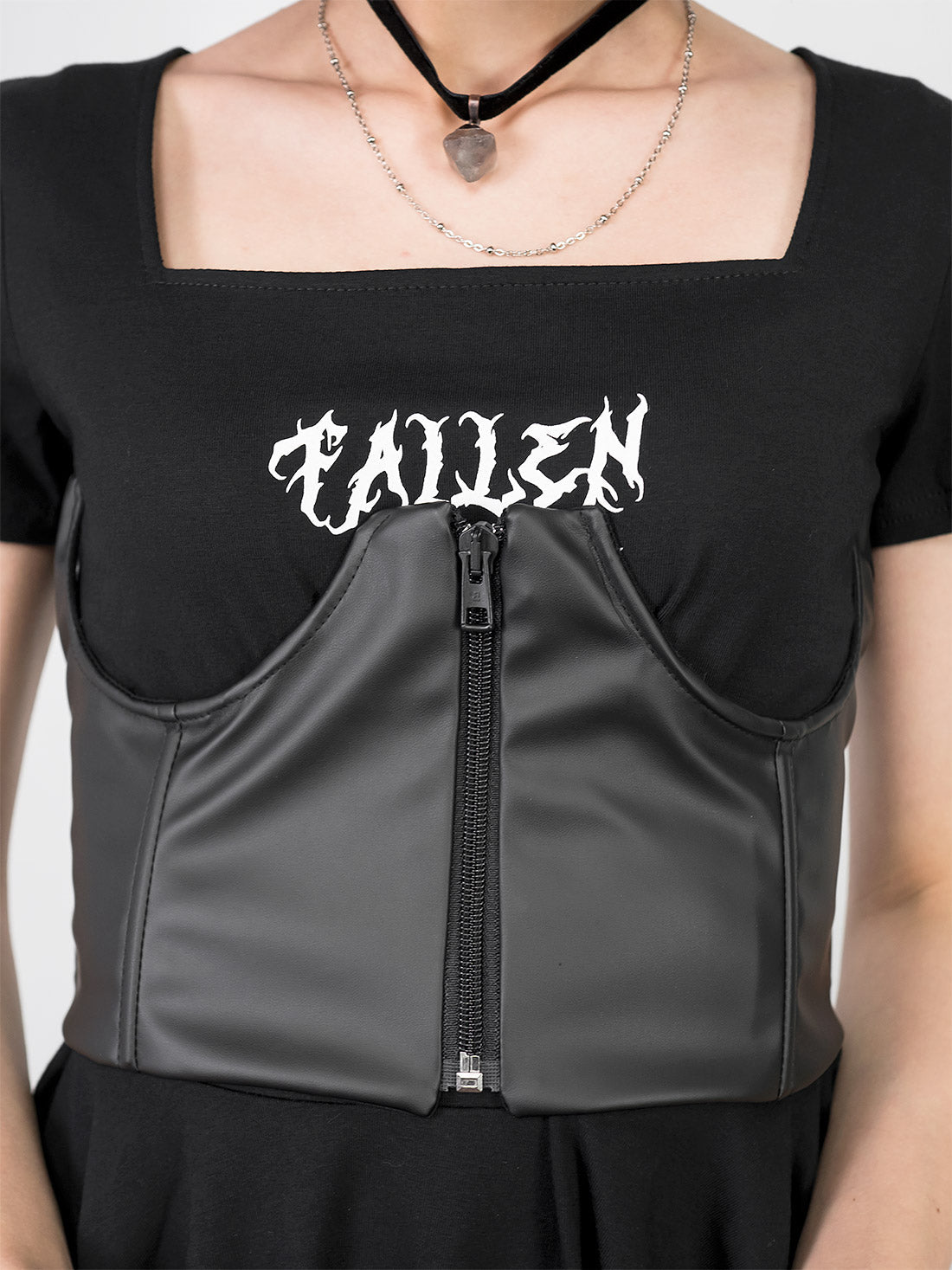 Curse Leather Zip Up Corset Belt