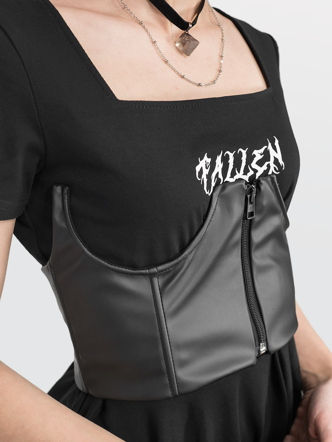 Curse Leather Zip Up Corset Belt