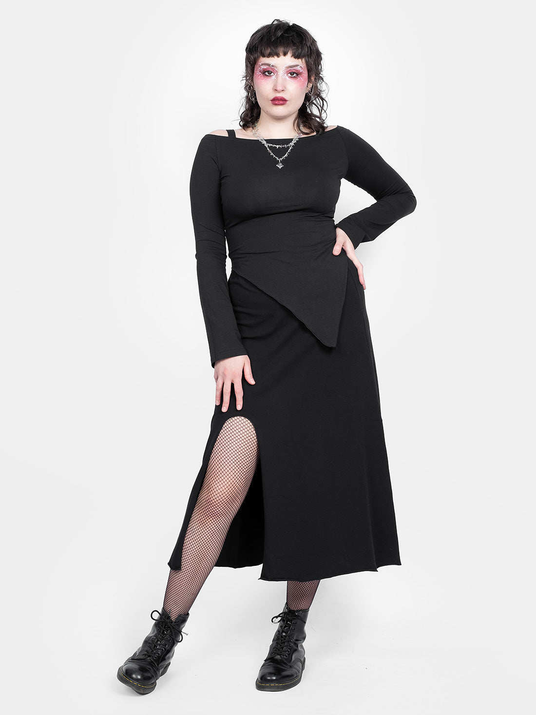 Demeter Black Slit Midi Skirt