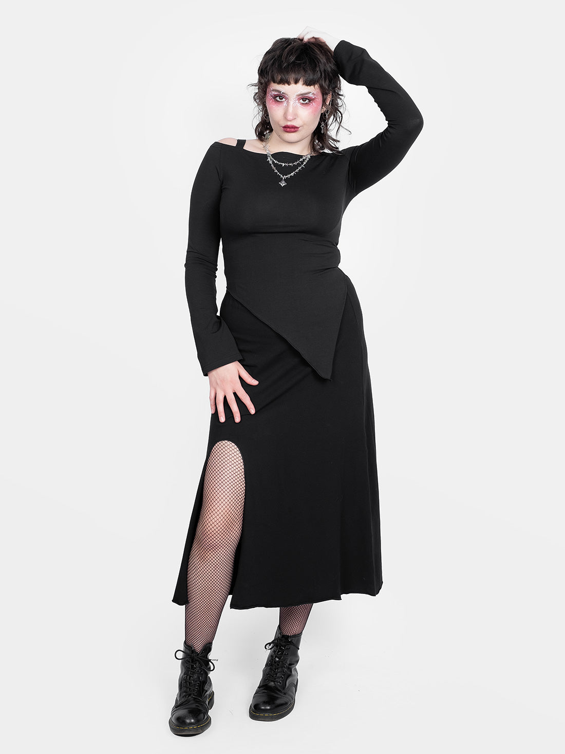 Demeter Black Slit Midi Skirt