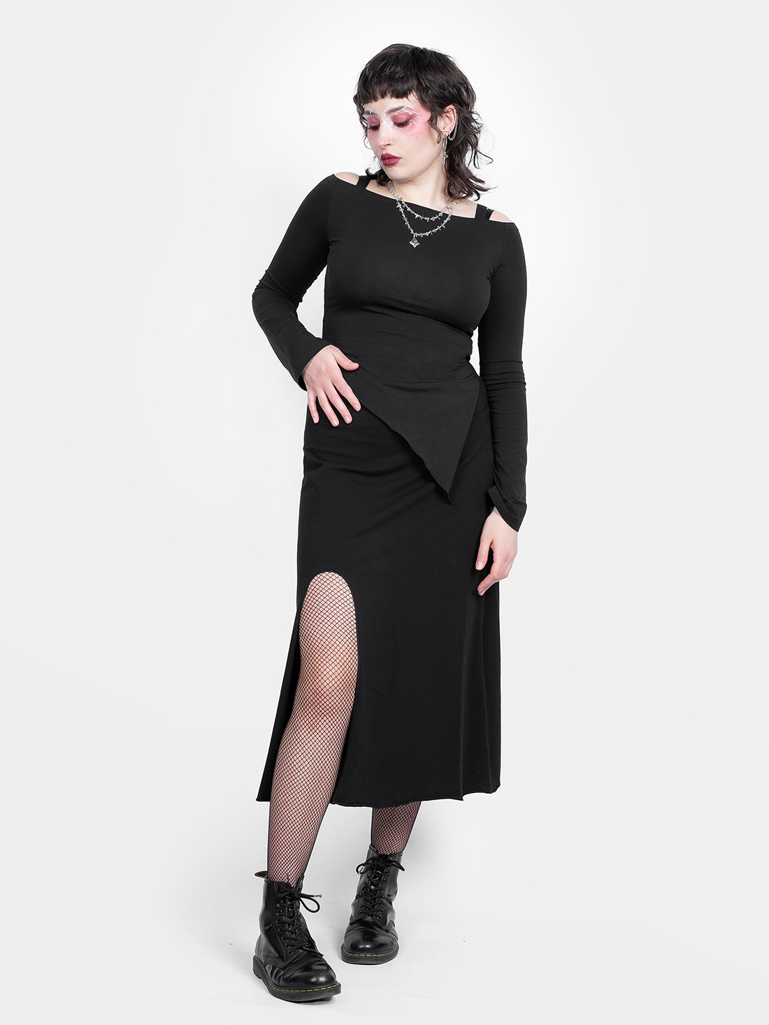 Demeter Black Slit Midi Skirt