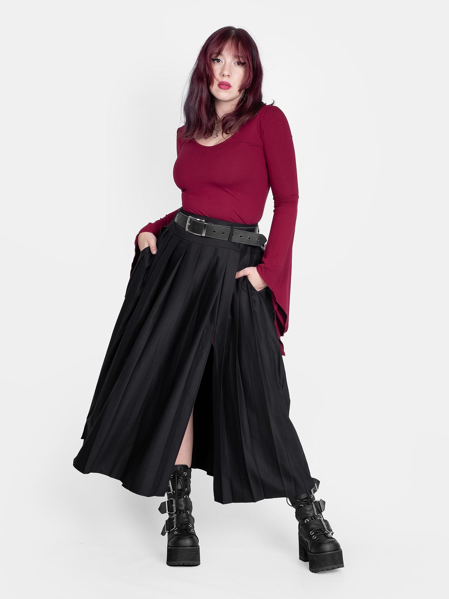 Vivienne Pleated Maxi Skirt with Pockets