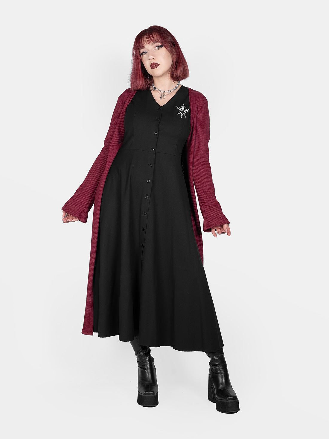 Rhiannon Burgundy Long Cardigan