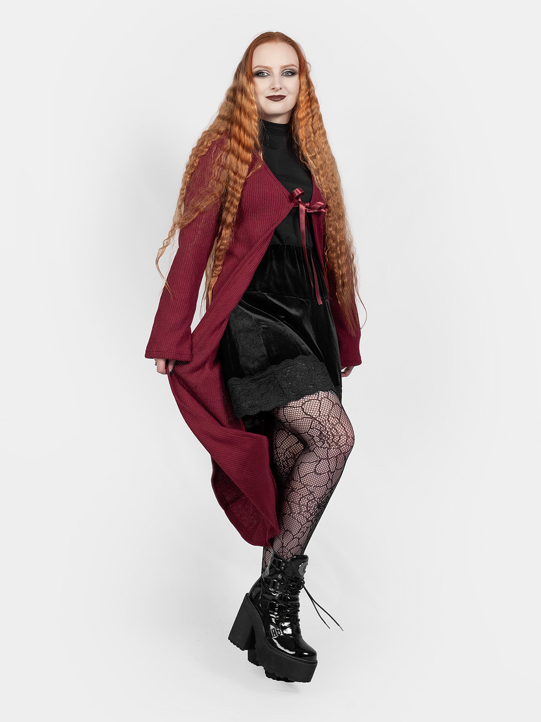 Rhiannon Burgundy Long Cardigan