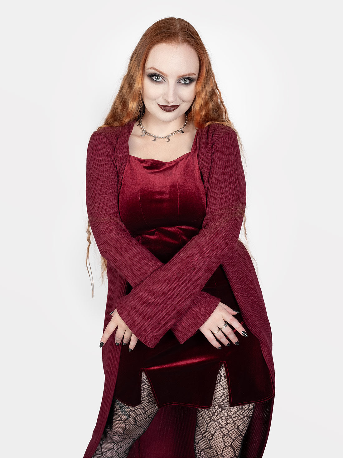 Rhiannon Burgundy Long Cardigan