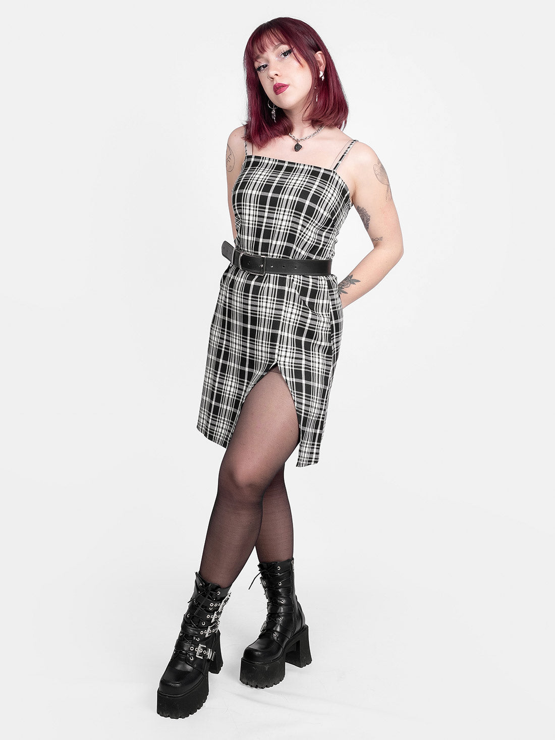 Noisy Plaid Sleeveless Dress
