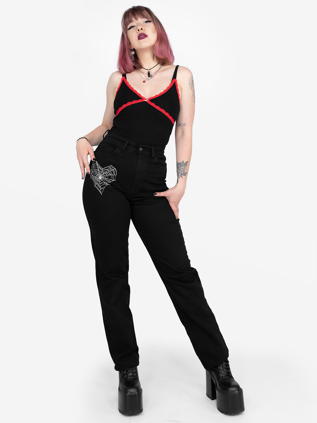 Opium Red Lace Crop Top