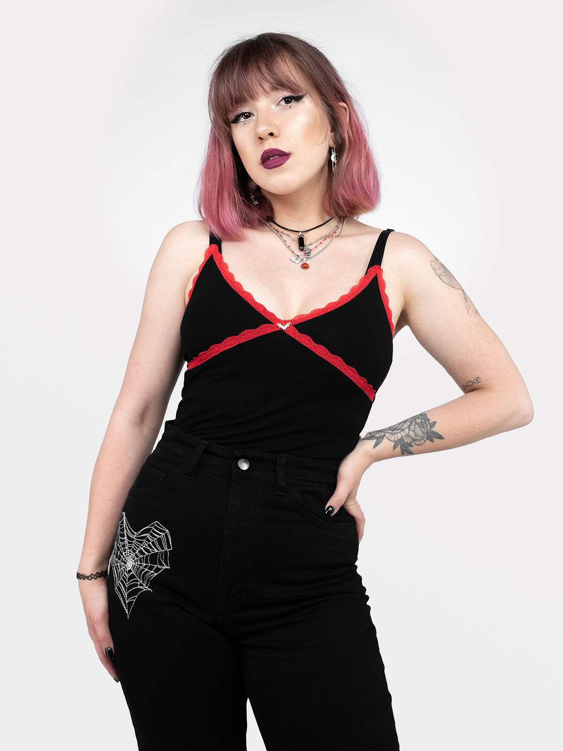 Opium Red Lace Crop Top