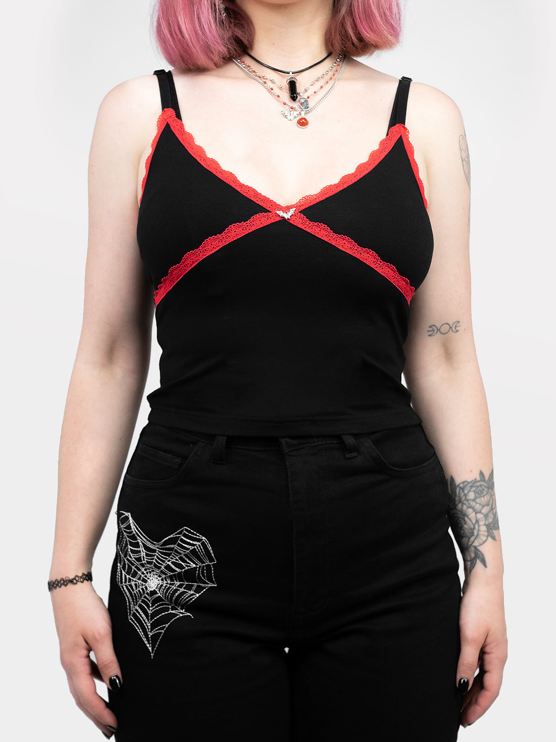 Opium Red Lace Crop Top