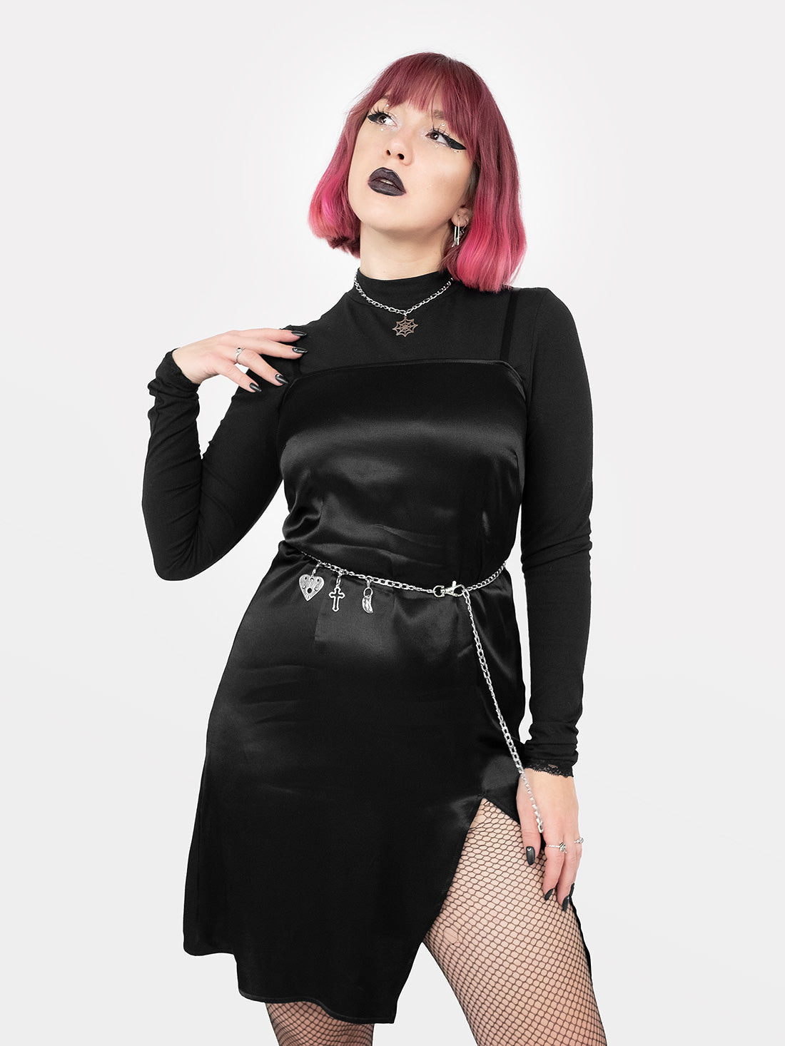 Heroine Satin Slit Dress