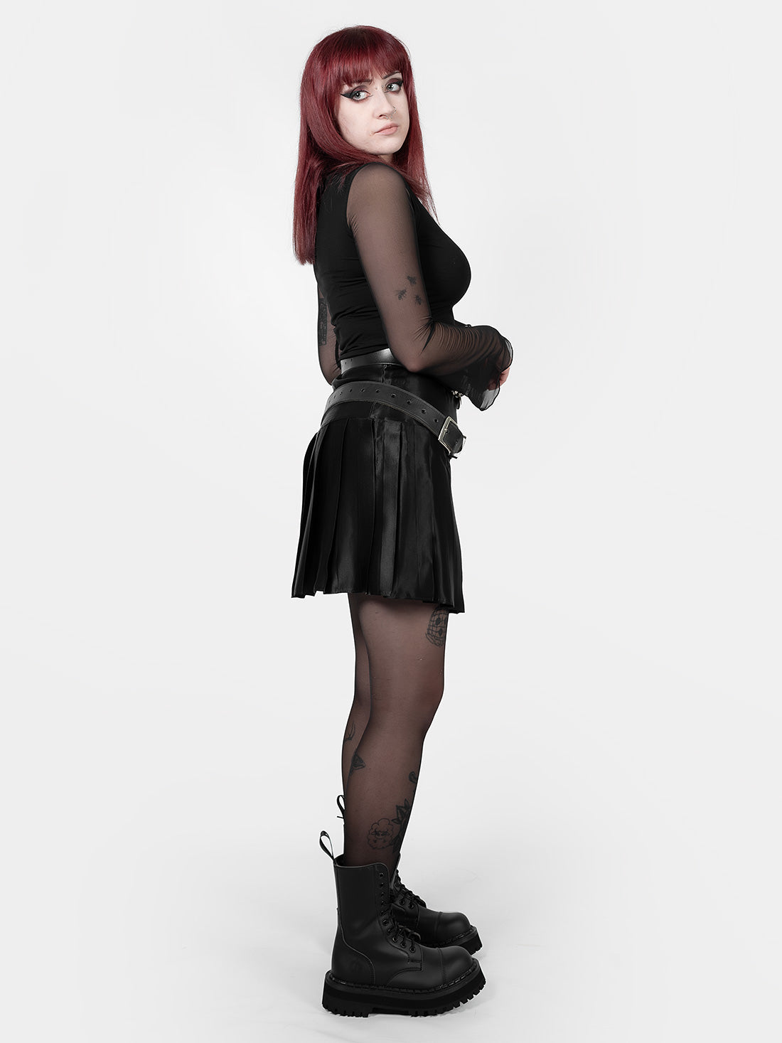 Satin Pleated Mini Skirt