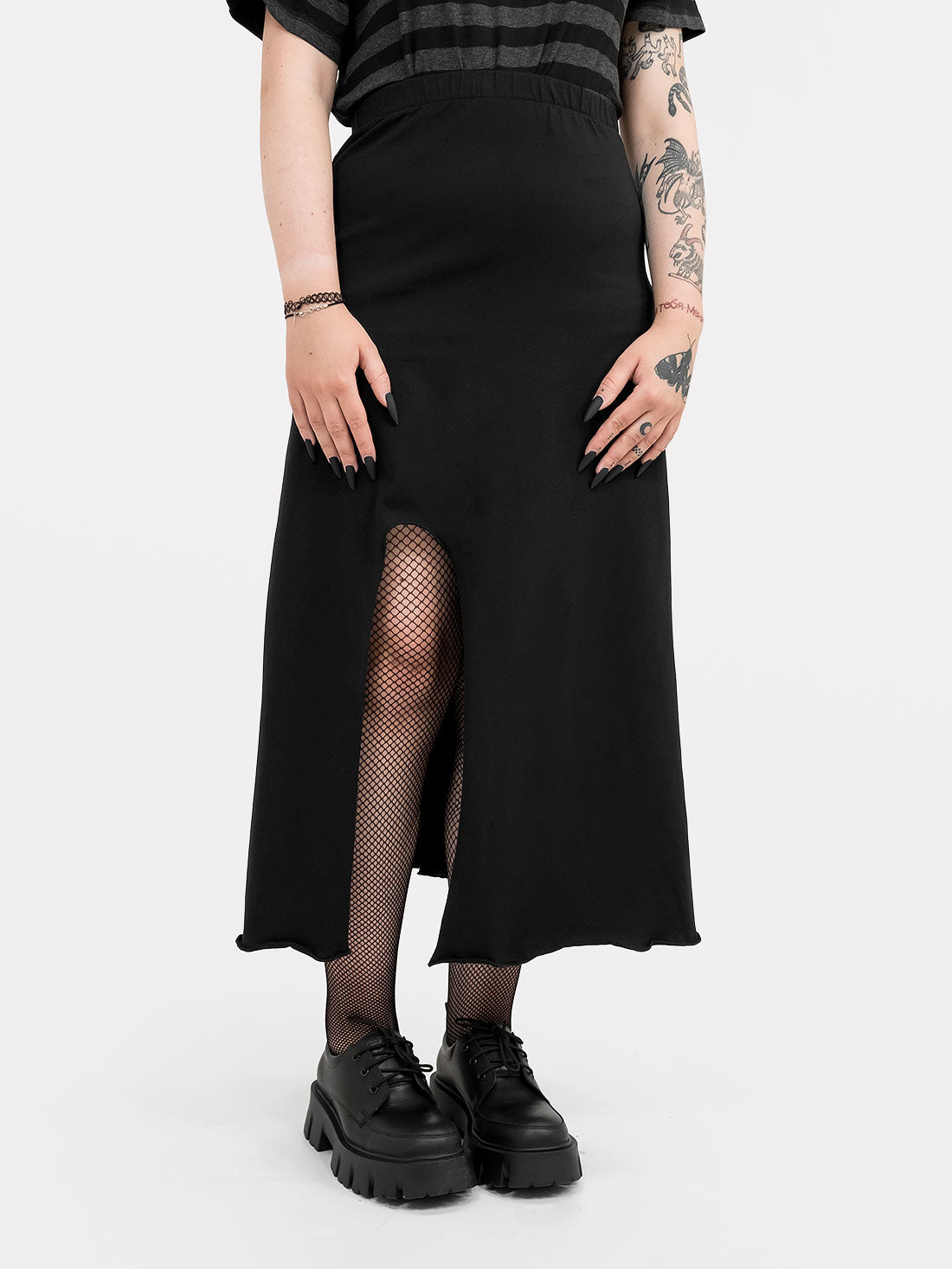 Demeter Black Slit Midi Skirt