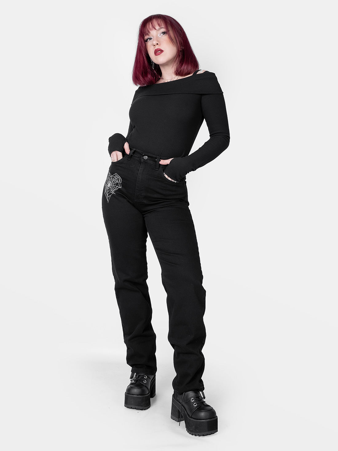 Sinister Straight Leg Embroidered Jeans