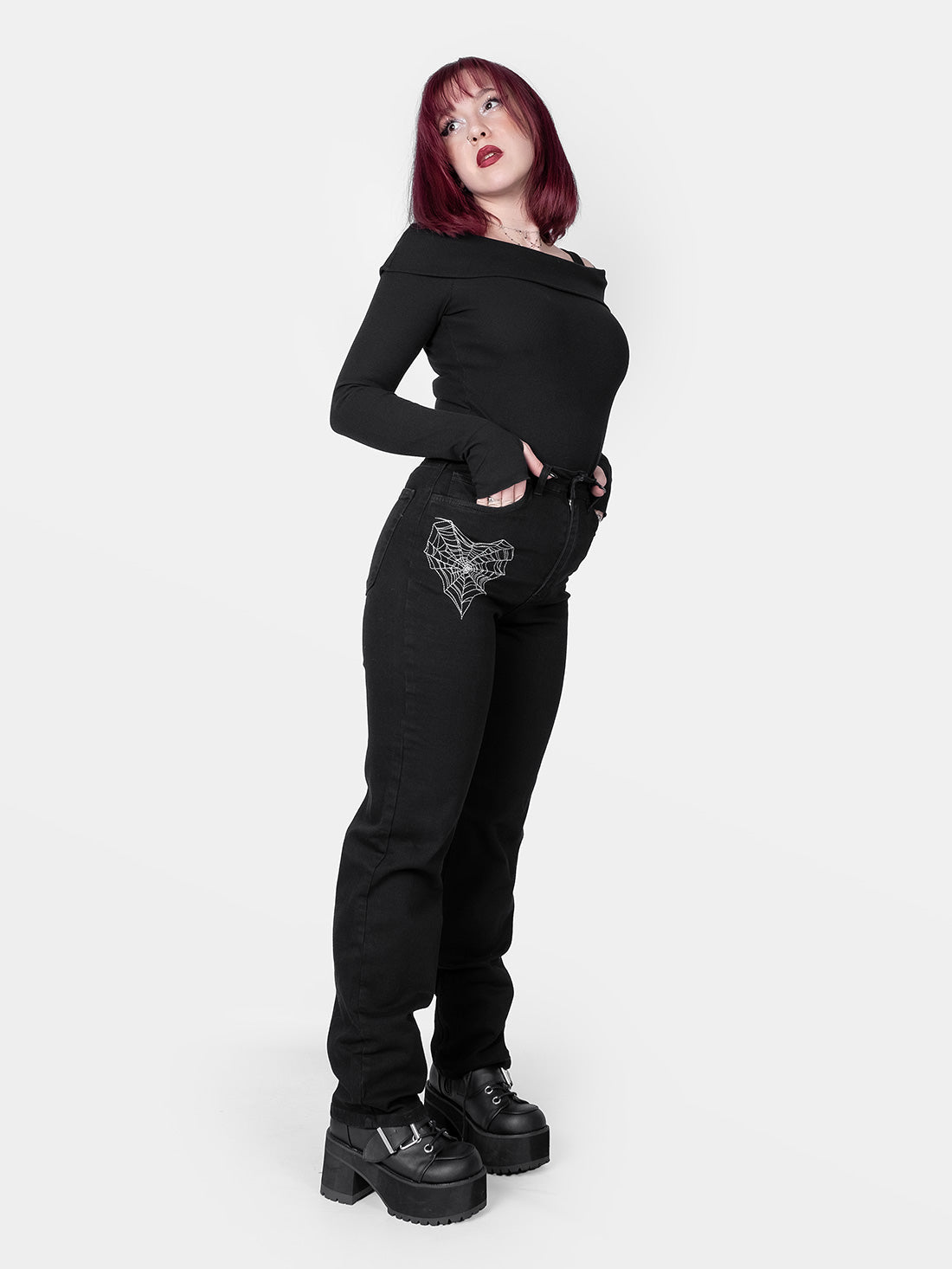 Sinister Straight Leg Embroidered Jeans