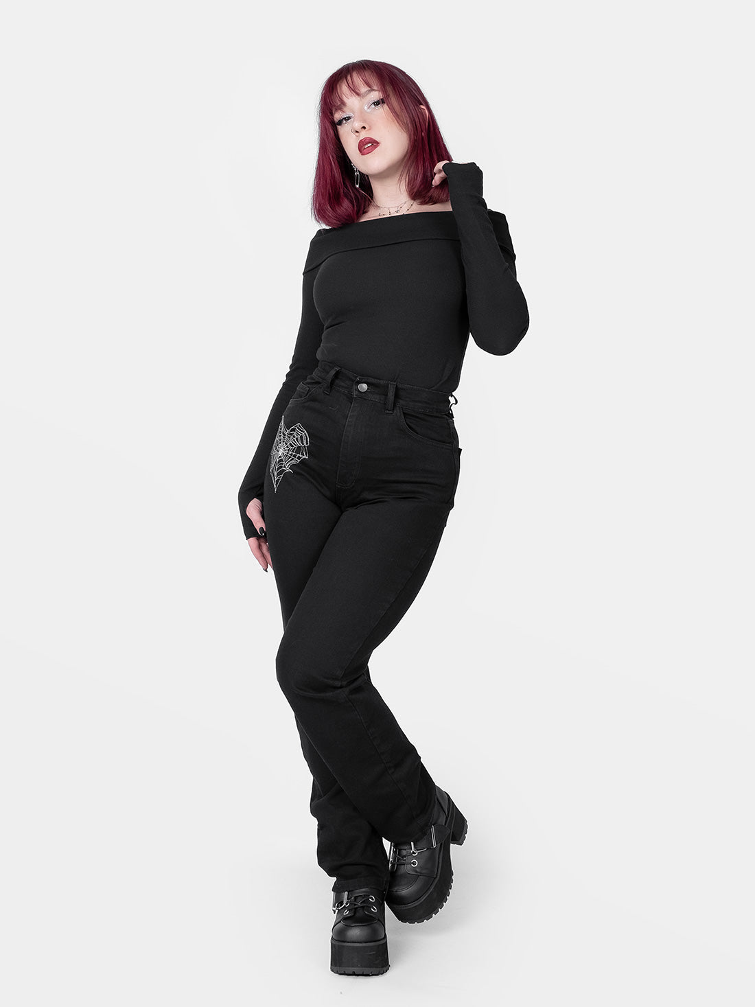 Sinister Straight Leg Embroidered Jeans
