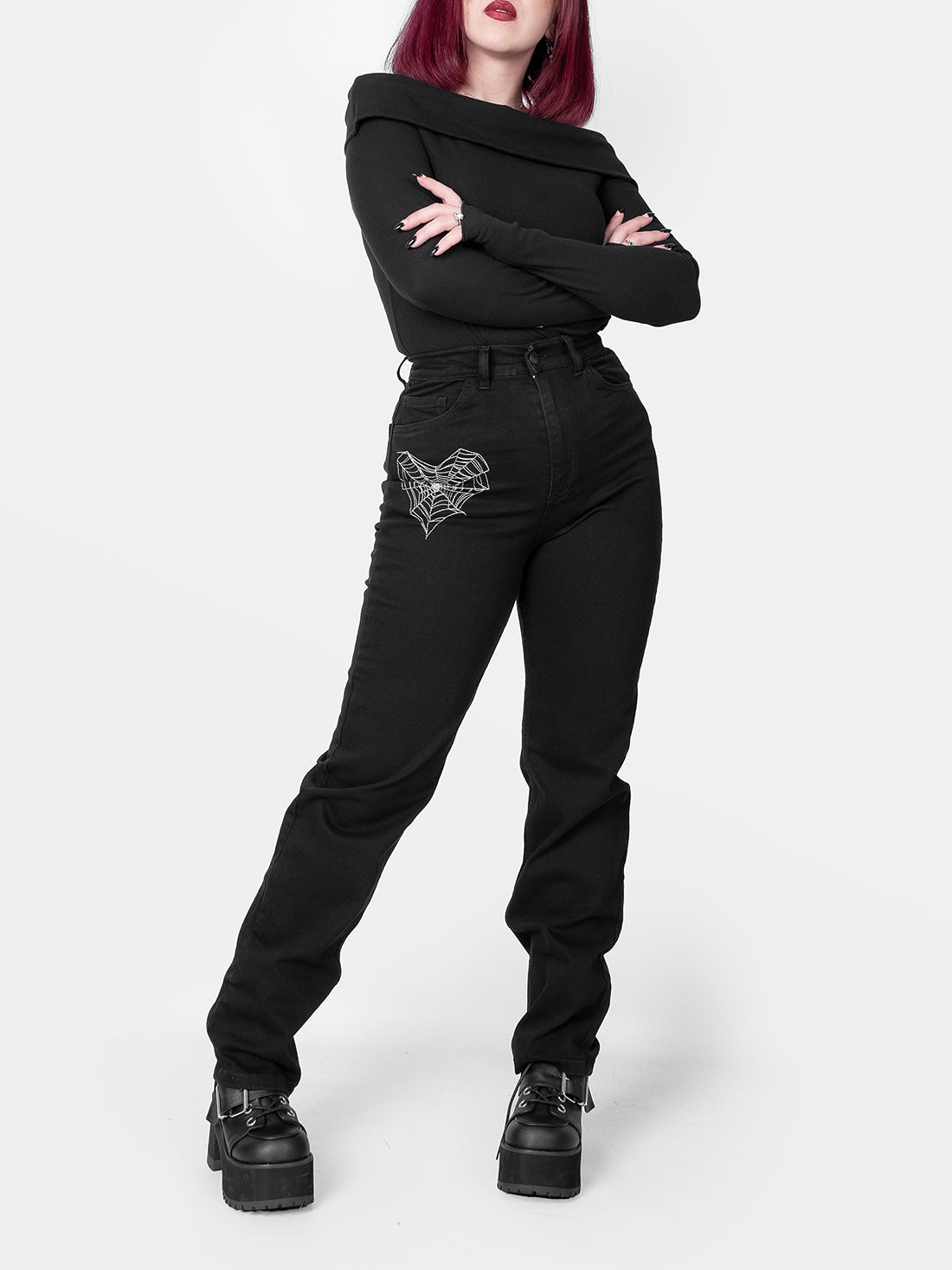 Sinister Straight Leg Embroidered Jeans