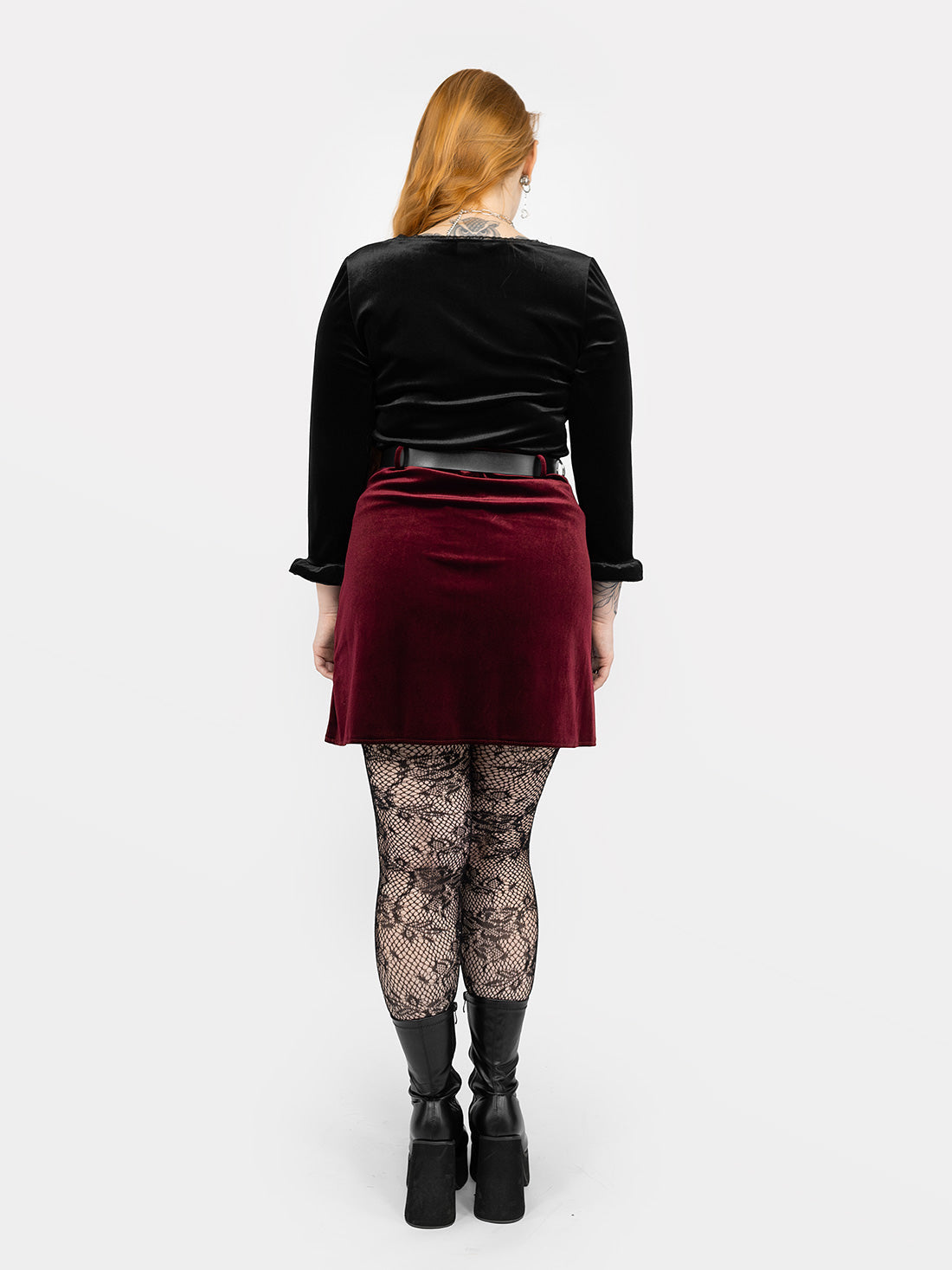 Agony Burgundy Velvet Mini Skirt