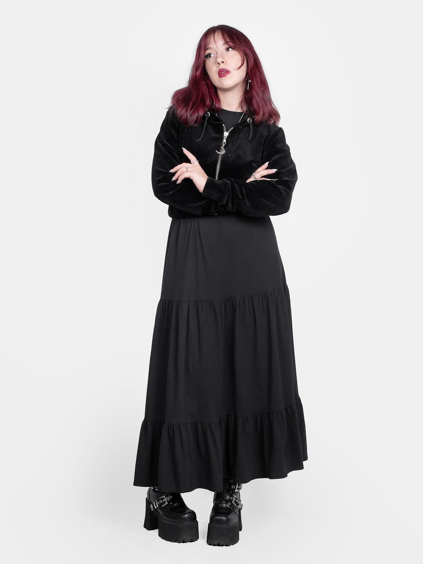 Batcave Velvet Cropped Hoodie