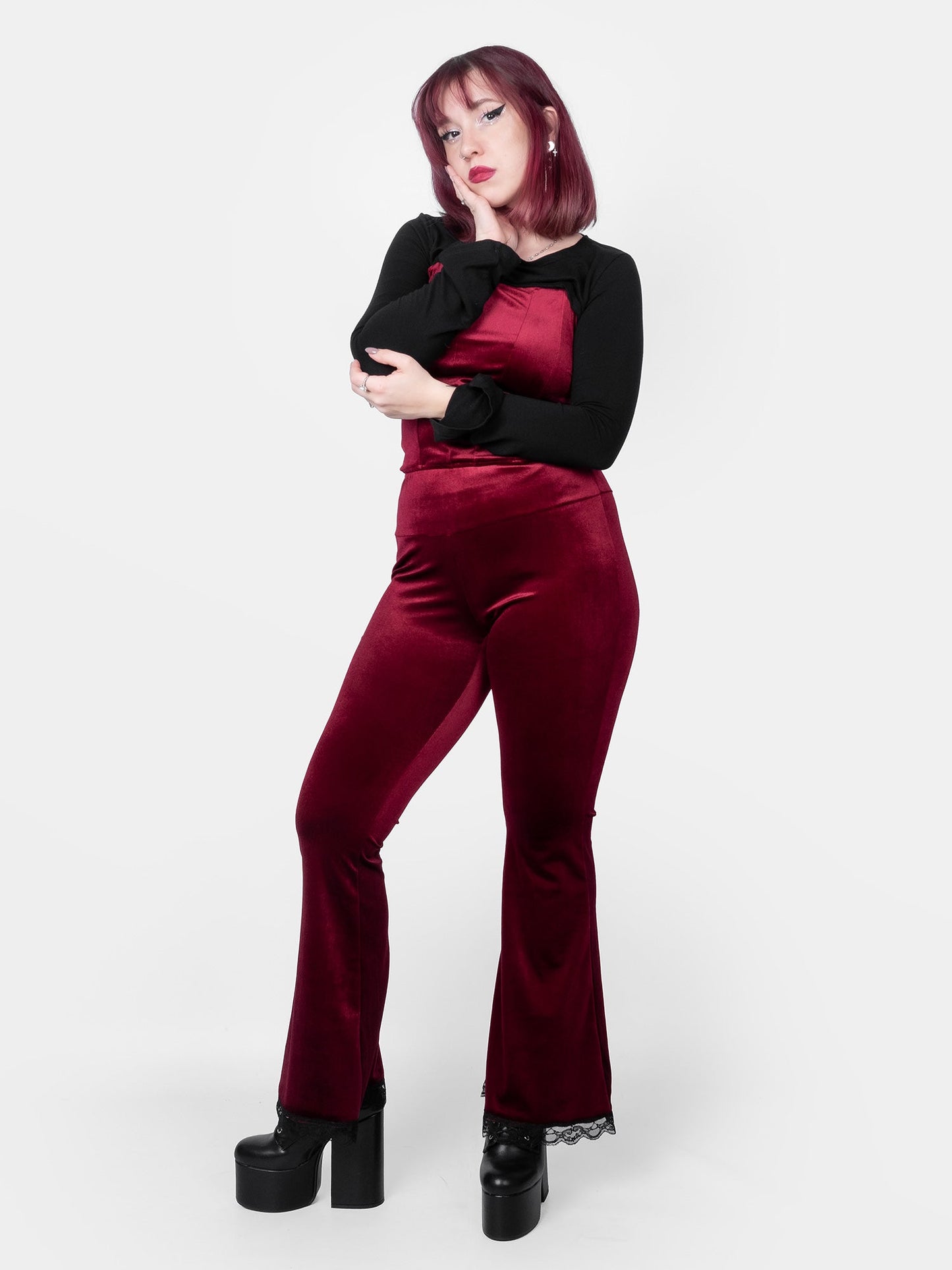 Sempre Burgundy Velvet Flares