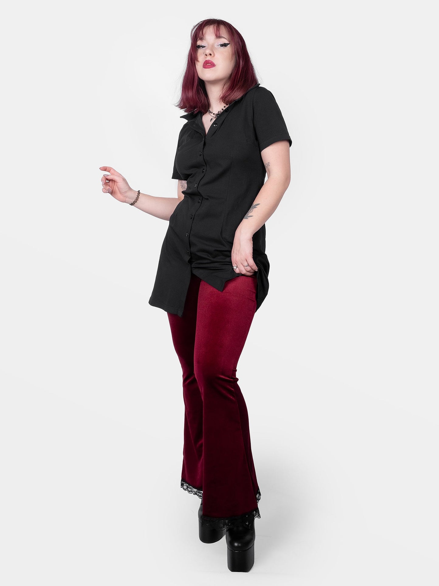 Sempre Burgundy Velvet Flares