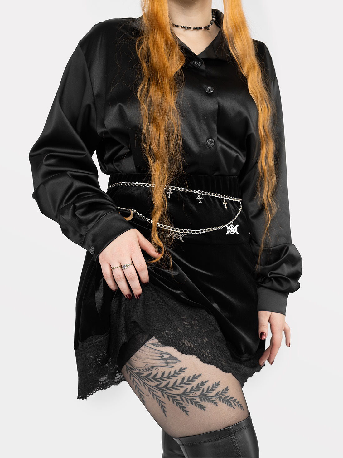 Afterdark Velvet Mini Skirt With Lace