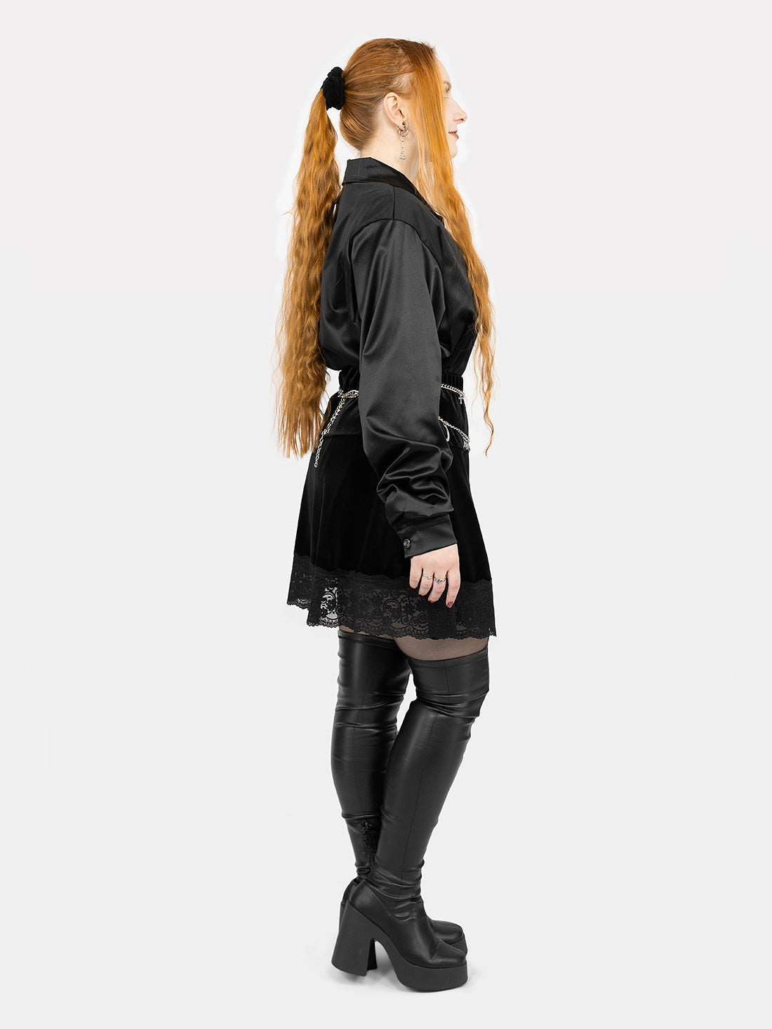 Afterdark Velvet Mini Skirt With Lace