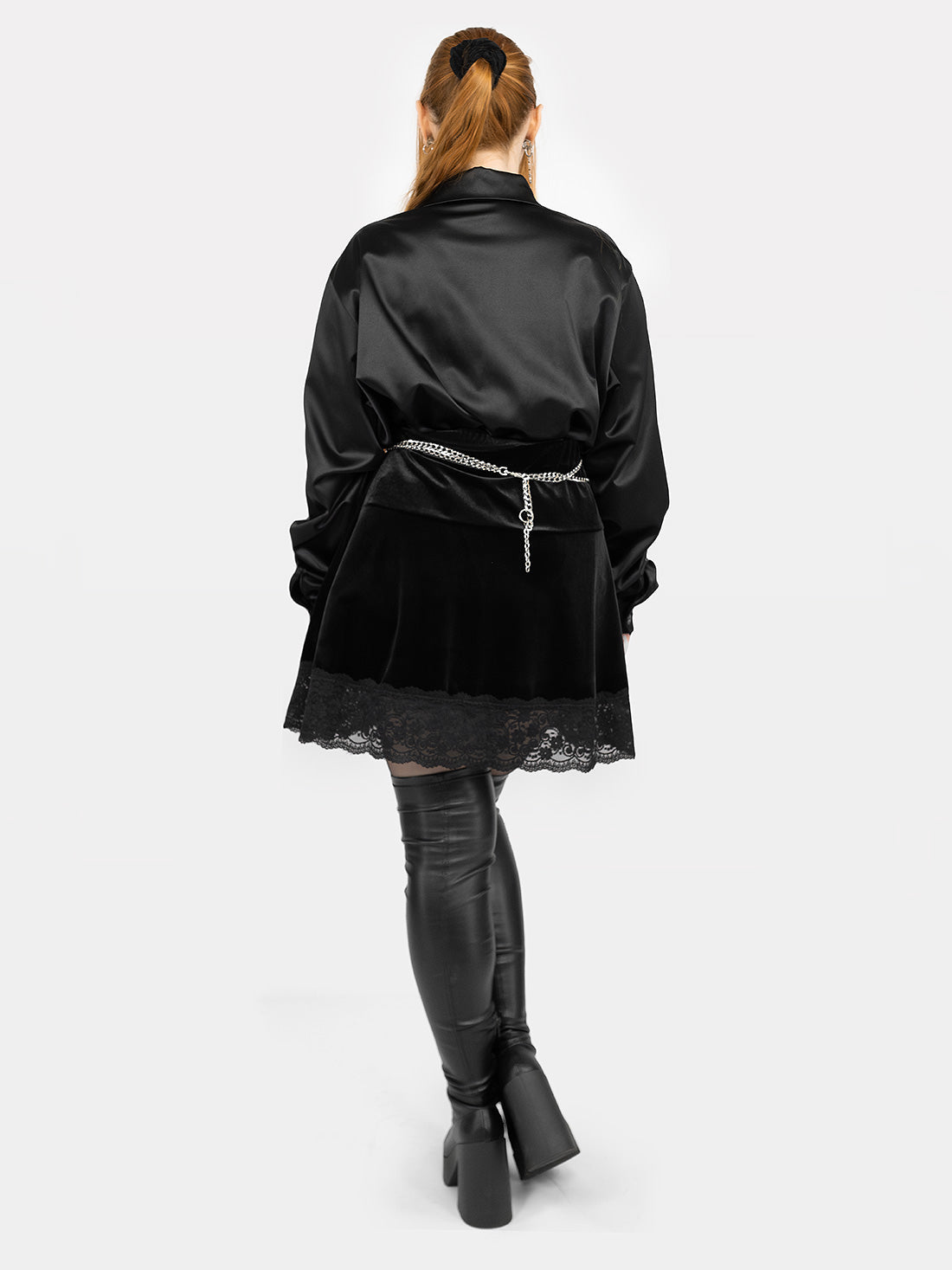 Afterdark Velvet Mini Skirt With Lace
