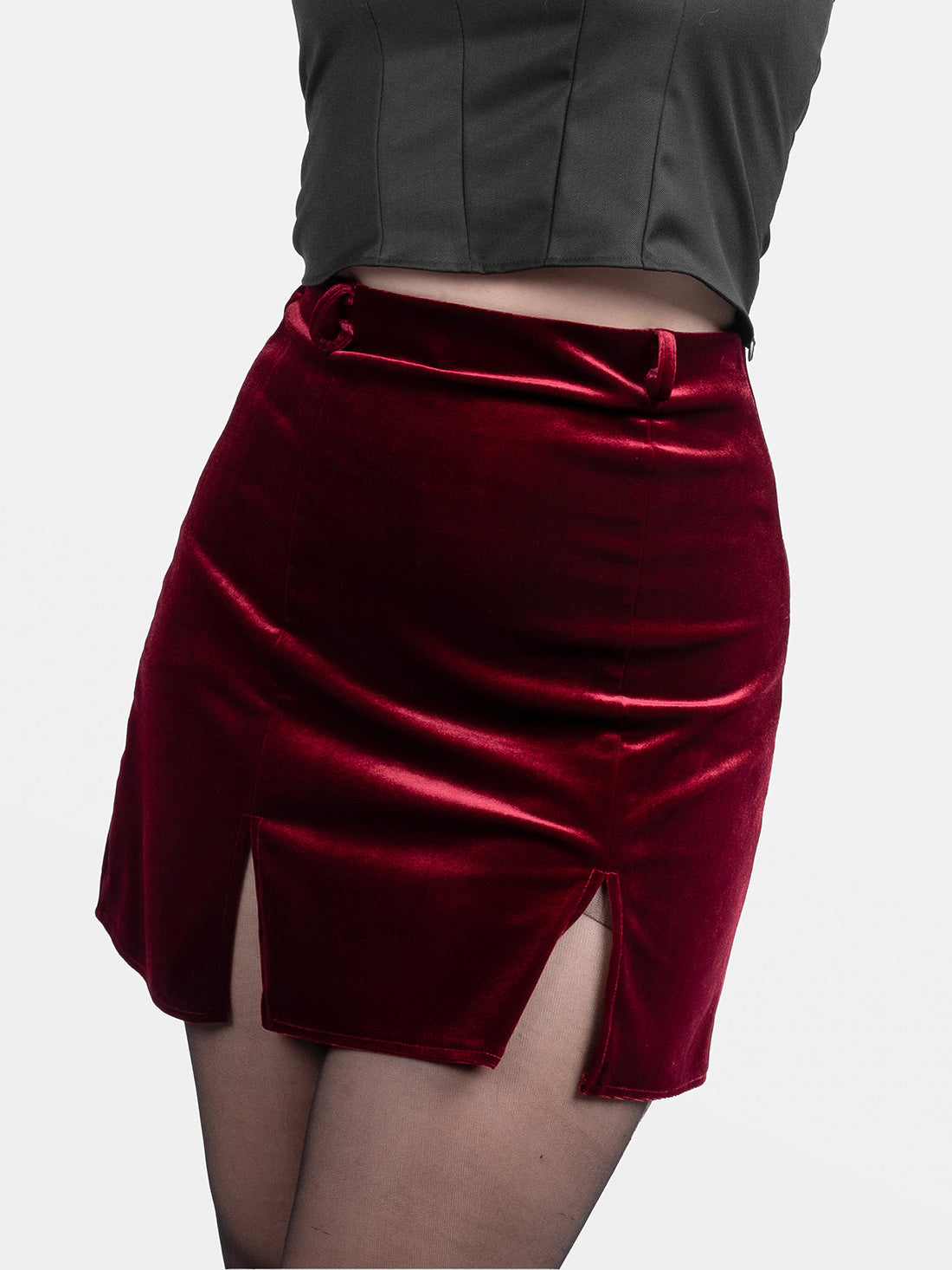 Agony Burgundy Velvet Mini Skirt