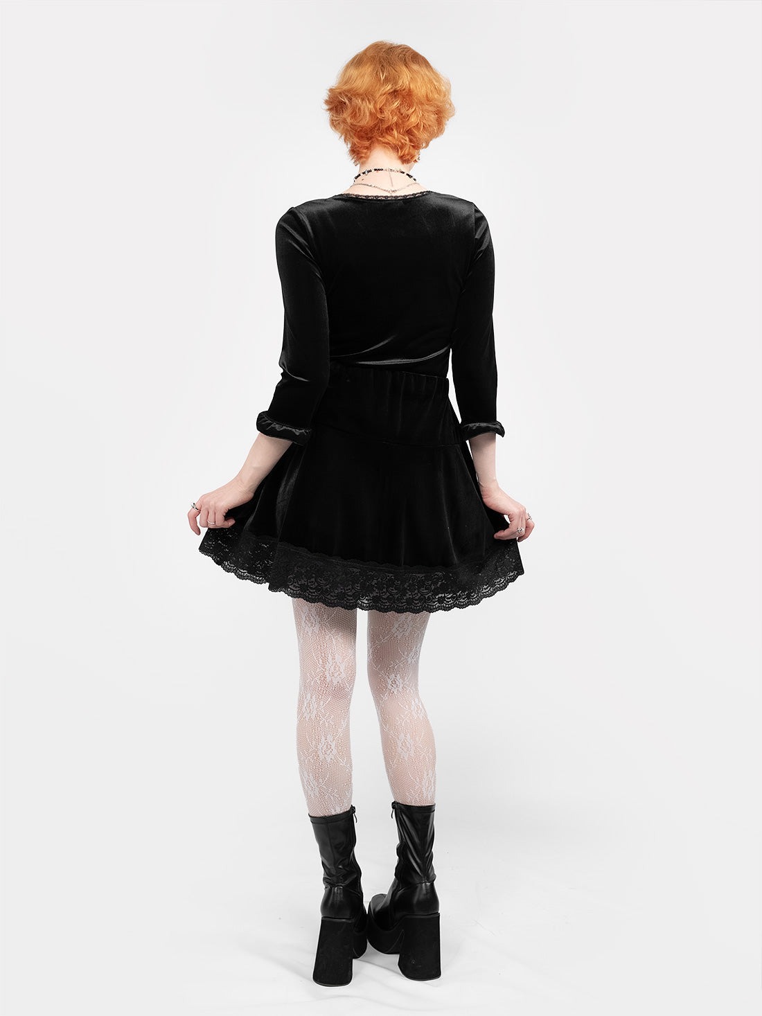 Afterdark Velvet Mini Skirt With Lace