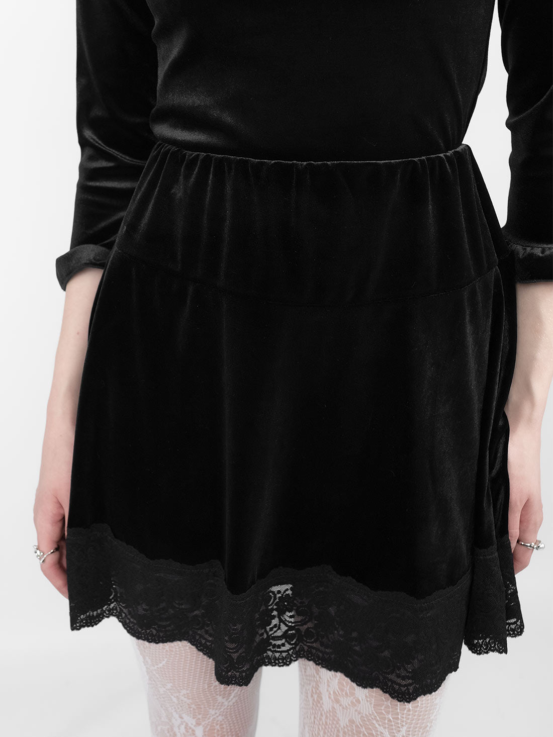 Afterdark Velvet Mini Skirt With Lace